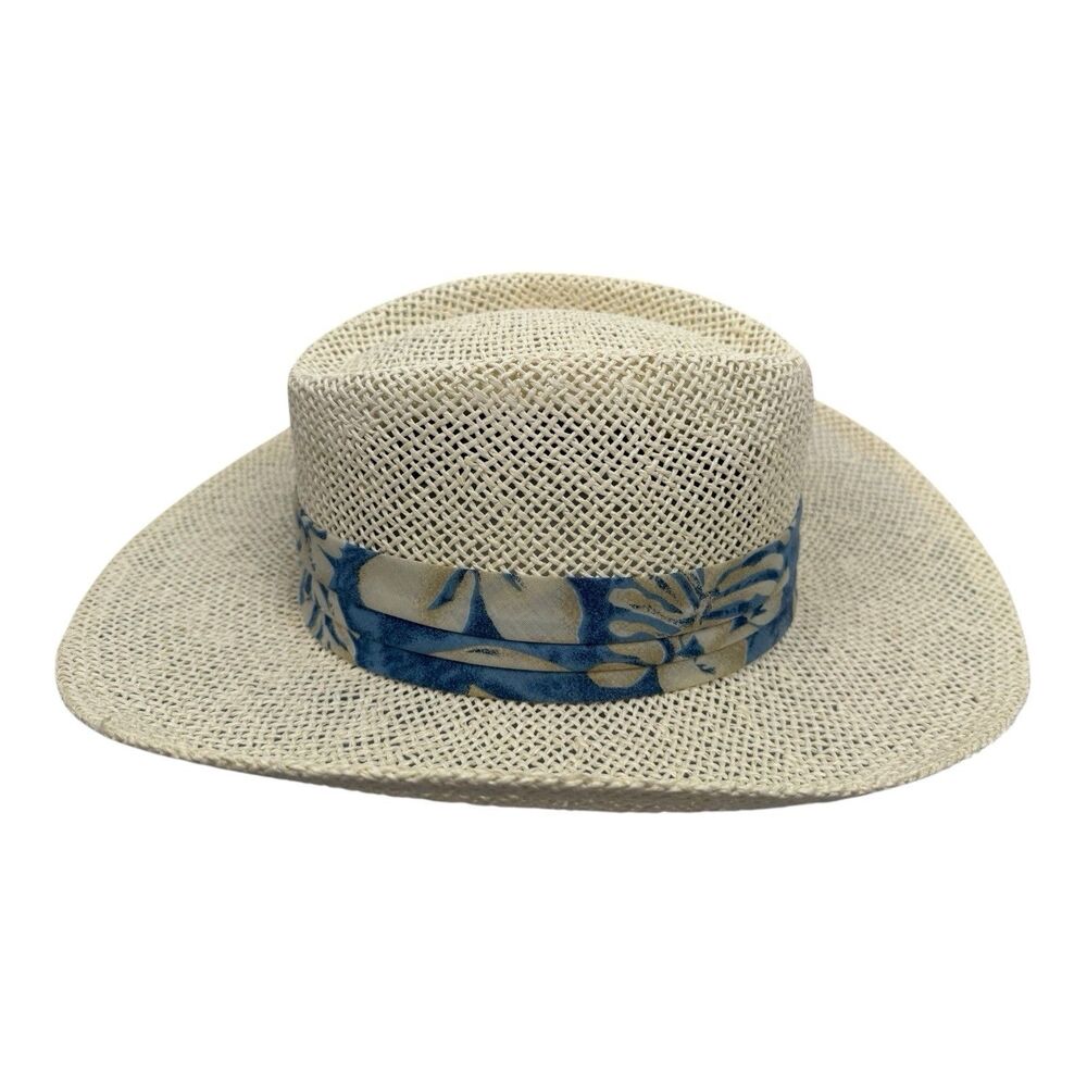 Women's 100% Straw Sun Hat White Cowgirl